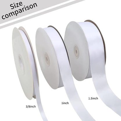 TONIFUL 1 Inch x 100yds White Satin Ribbon, Thin Solid Color Satin Ribbon - Image 3