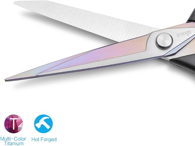LIVINGO 2 Pack Premium Tailor Scissors Heavy Duty Multi-Purpose Titanium - Image 4