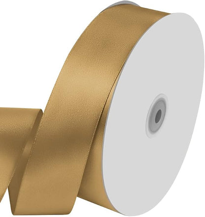 1-1/2" Wide x 100 Yards Solid Color Dark Gold Satin Ribbon, Fabric Satin Ribbon by KMERLIFE