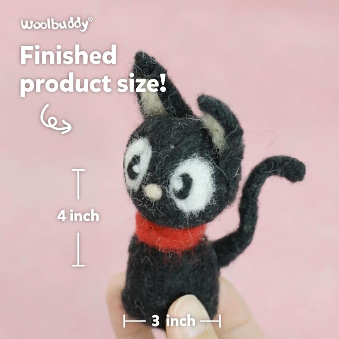 Woolbuddy Needle Felting Kit for Beginners & Adults – DIY Black Cat Animal - Image 3