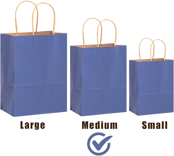 qiqee 32-Packs Deep Blue Paper Gift Bags - Image 2