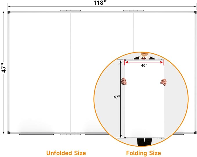 XBoard 118 x 48 Inch Magnetic Dry Erase Board, Oversized Foldable Whiteboard - Image 3