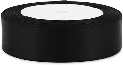 Black Solid Satin Ribbon 1 Inch 25 Yards Solid Polyester Fabric Ribbon - Image 3