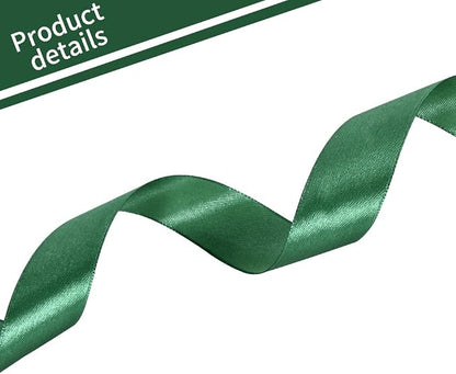 TONIFUL 1 Inch x 100yds Christmas Green Satin Ribbon, Thin Solid Color Satin - Image 3