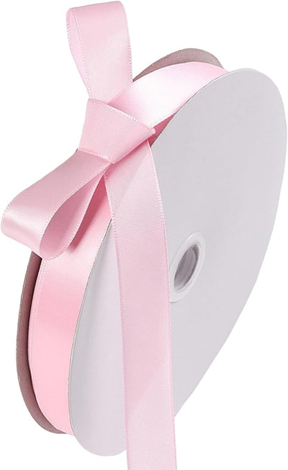 5/8" x 100 Yards Light Pink Polyester Satin Ribbon Single Faced Bulk Fabric by Oakarbo
