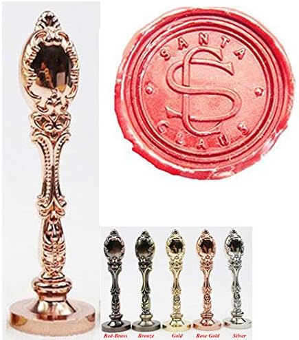 Vintage Santa Claus Monogram Sealing Wax Seal Stamp Rose Gold Metal Handle Kit by MNYR