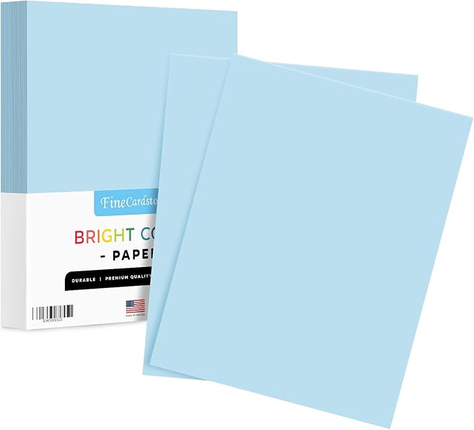 8.5 x 11" Light Blue Color Paper Smooth, by SSuperfinePrinting