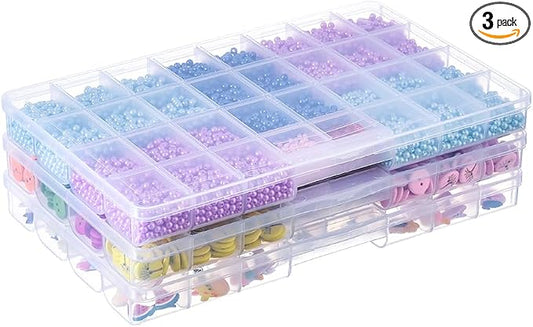 BangQiao 3 Pack Fixed 32 Grids Clear Plastic Storage Box, Transparent Organizer by BangQiao