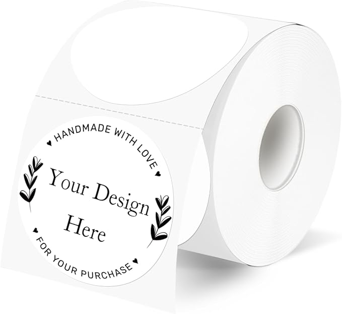 2 Inch White Round Thermal Labels Sticker, Waterproof Circle Direct Thermal by Unknown