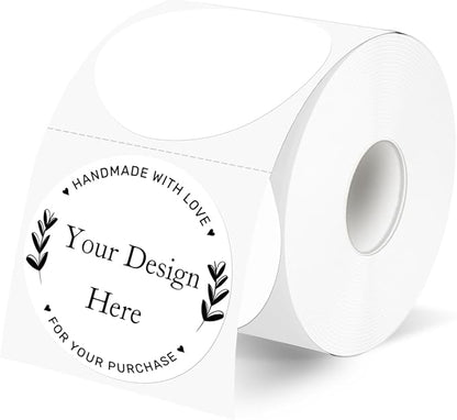 2 Inch White Round Thermal Labels Sticker, Waterproof Circle Direct Thermal by Unknown