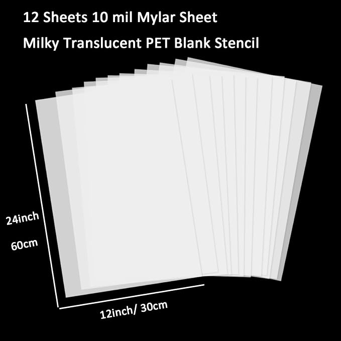 12 Pcs 10 Mil Blank Stencil Sheets 12 x 24 inch Milky Translucent PET Stencil - Image 3