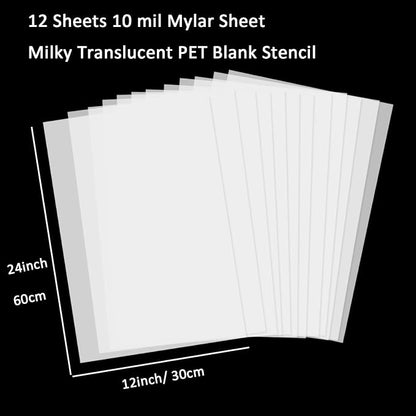 12 Pcs 10 Mil Blank Stencil Sheets 12 x 24 inch Milky Translucent PET Stencil - Image 3