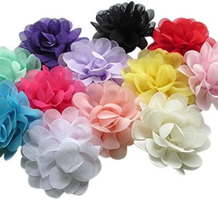 Chenkou Craft 12PCS Big 55MM Organza Ribbon Bows Flowers Appliques Wedding by ChenkouCraft