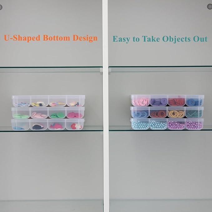 BangQiao 3 Pack Fixed 32 Grids Clear Plastic Storage Box, Transparent Organizer - Image 5