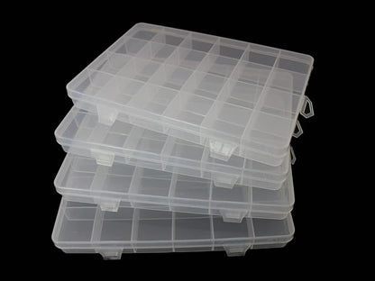 4packs Plastic Organizer Box 24 Grids Clear Storage Container Jewelry Box by JESEP+YONG