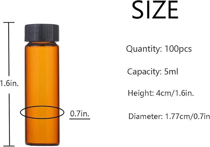 5ml Amber Small Glass Vials 100pcs - Image 2
