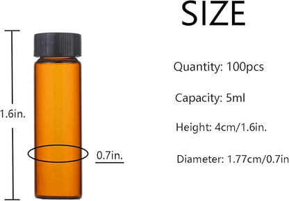5ml Amber Small Glass Vials 100pcs - Image 2