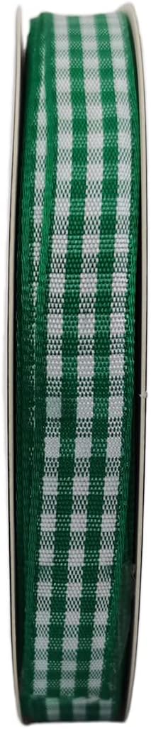 Green Gingham Plaid Checked Christmas Ribbon 25 Yard Each Roll 100% Polyester - Image 3