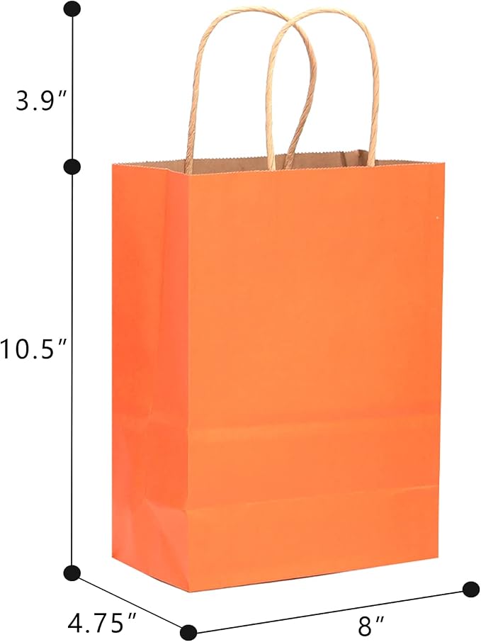 qiqee 32-Packs Orange Paper Gift Bags - Image 2