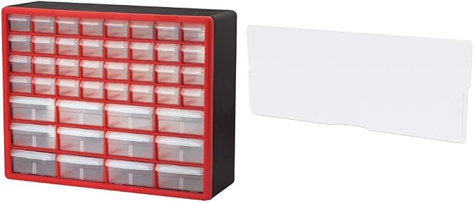 Akro-Mils 44 Drawer 10144REDBLK, Plastic Parts Storage Hardware and Craft by Akro-Mils