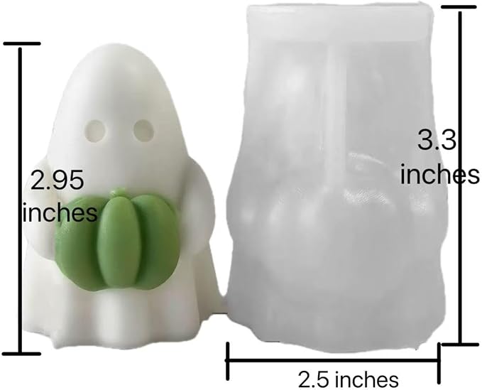 Ghost Holding Pumpkin Resin Mold, Halloween Candle Making Molds Fun Kit Cute - Image 2