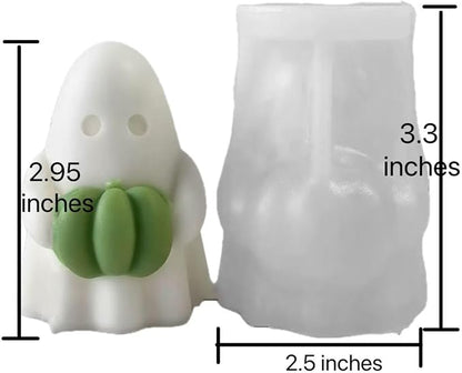 Ghost Holding Pumpkin Resin Mold, Halloween Candle Making Molds Fun Kit Cute - Image 2