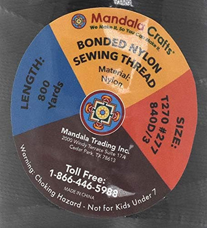 Mandala Crafts Bonded Nylon Thread Black Heavy Duty Sewing Threads - Image 4