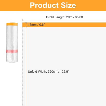 HARFINGTON Pre-Taped Masking Film 126" x65.6ft Double Adhesive Tape and Drape - Image 2
