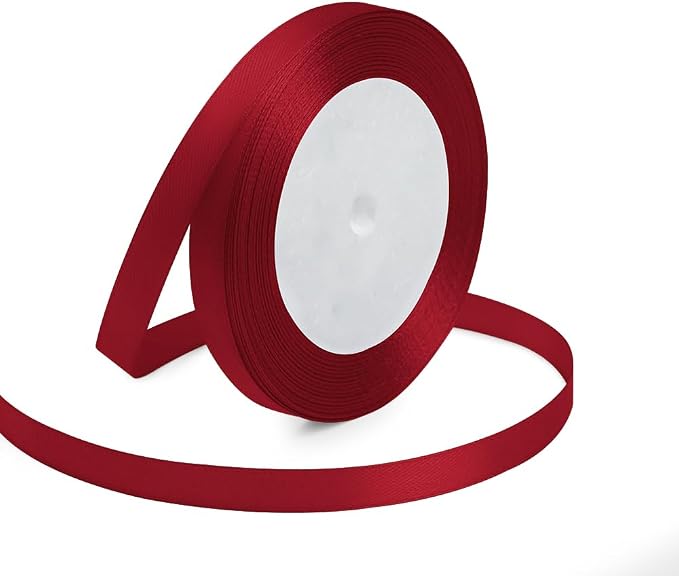 KMER LIFE 3/8 Inches x 25 Yards Wine Red Satin Ribbon Solid Fabric Ribbons by KMERLIFE