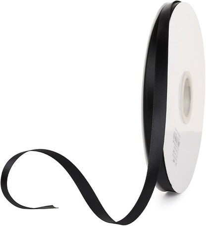 1/4" x 100 Yards Black Polyester Satin Ribbon Single Faced Bulk Fabric Ribbons by Oakarbo