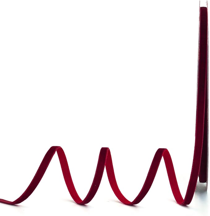 Burgundy Velvet Ribbon, 1/4" W x 20Yd Single Face, Hair Bows, Handmade Craft by Lemon+Park