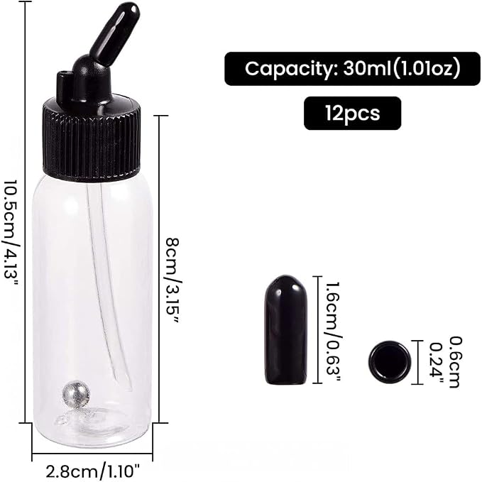 10 Pack 30ML Airbrush Plastic Bottles Jars - Image 2