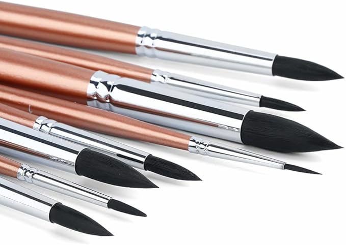 Transon 8pcs Round Watercolor Paint Brush Set Goat Hair - Image 8