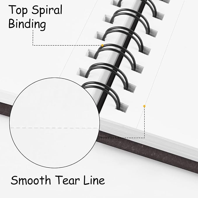 8.3x5.8 Sketch Book, Top Spiral Bound Sketch Pad, 60sheets 92lb/150gsm Bright - Image 4