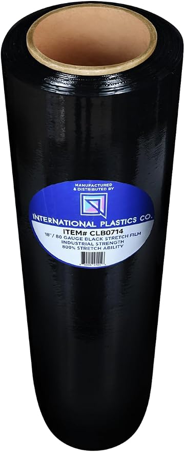 International Plastics Co. Black 18" Stretch Film/Wrap 1500 feet 7 Layers 80 by InternationalPlasticsCo