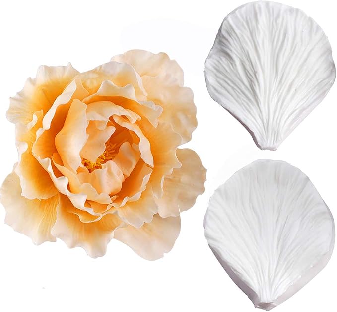 KALAIEN 5pcs Stainless Steel Peony Cutter 2pcs Fondant Silicone Mold Gumpaste - Image 8