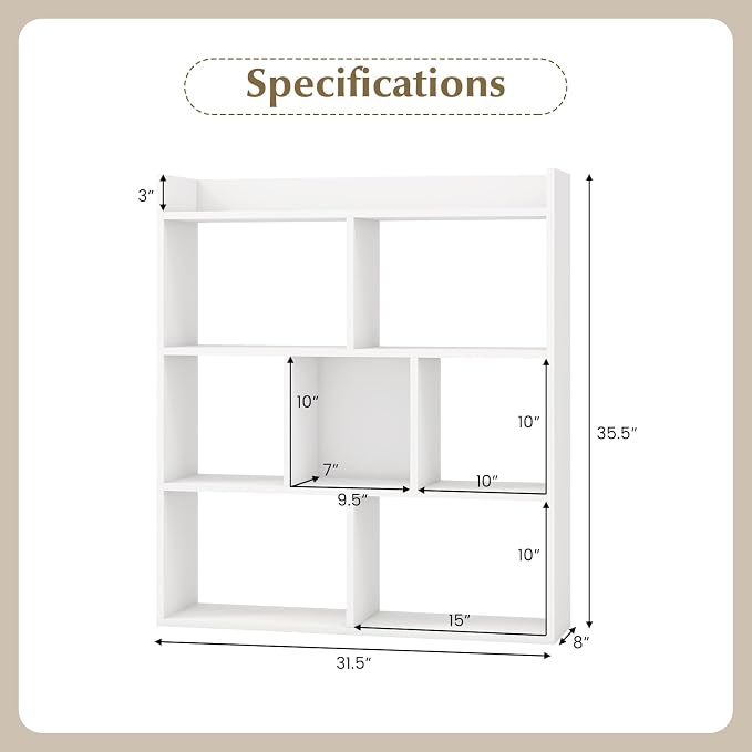 Giantex 7 Cube Bookshelf of 2, Free-Standing Wooden Bookcase, 4 Tier Home - Image 3