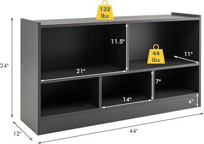 Tangkula 5 Cube Bookcase, 2 Tier Wooden Storage Open Bookshelf, Kid's Playroom - Image 3