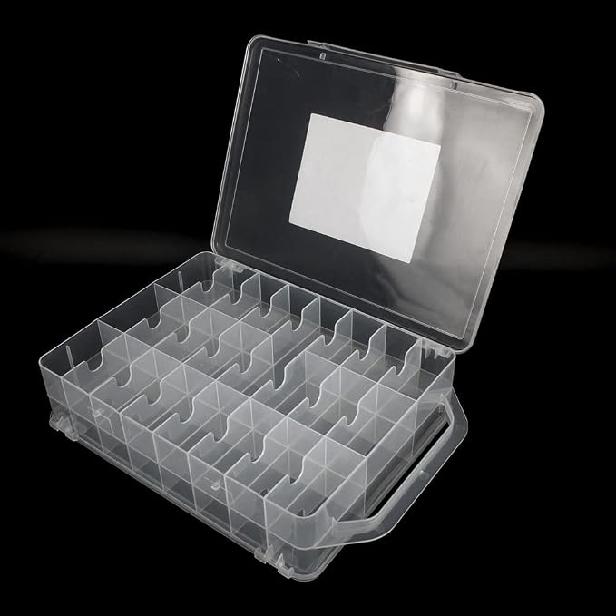 46 Grids Sewing Organizer, Double Sided Thread Box Storage, Portable Clear - Image 2