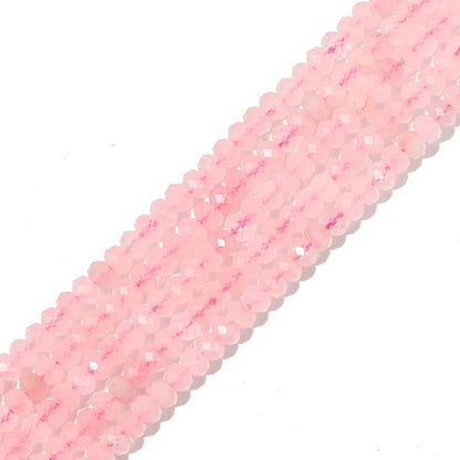 Natural Rose Quartz Crystal Beads 4x2mm 120pcs Faceted Rondelle Loose Semi by Beadia