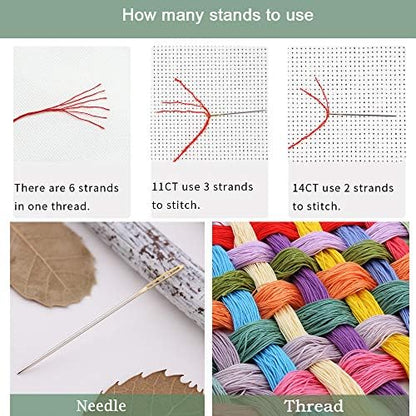 Stitchmelody Counted Cross Stitch Kits, 14CT Unprinted Pattern Embroidery Set - Image 3
