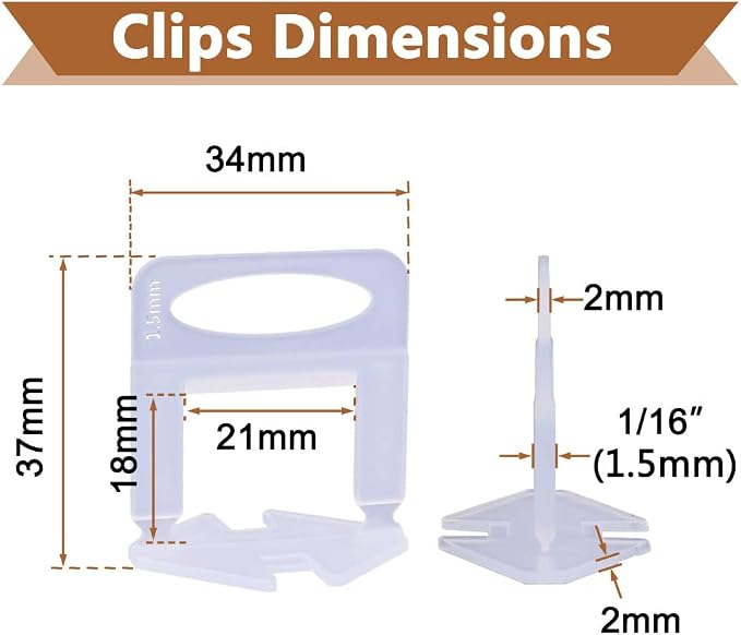 2000 PCS Tile Leveling System Clips 1/16'' 2000-Piece Tiles Leveler Spacers Tool - Image 3