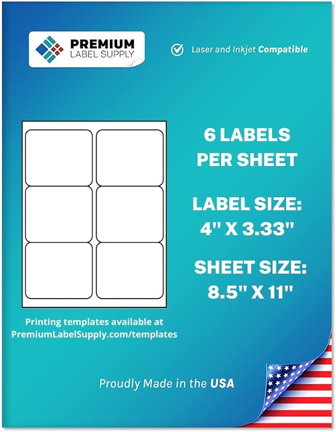 Premium Label Supply White Sticker FBA Labels – 4" x 3.33" – Laser/Inkjet by PremiumLabelSupply