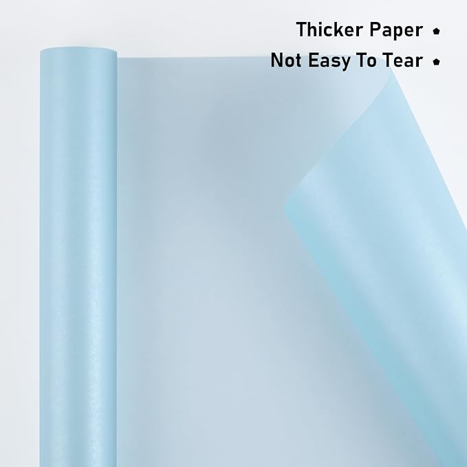NESCCI Sky Blue Matte Wrapping Paper, Solid Color Pearly-Lustre Paper, Gift - Image 3