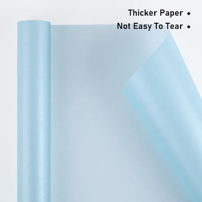 NESCCI Sky Blue Matte Wrapping Paper, Solid Color Pearly-Lustre Paper, Gift - Image 3