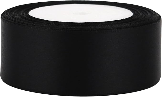 Black Solid Satin Ribbon 1-1/2 Inch 25 Yards Solid Polyester Fabric Ribbon - Image 3