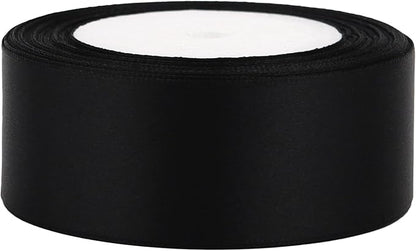 Black Solid Satin Ribbon 1-1/2 Inch 25 Yards Solid Polyester Fabric Ribbon - Image 3