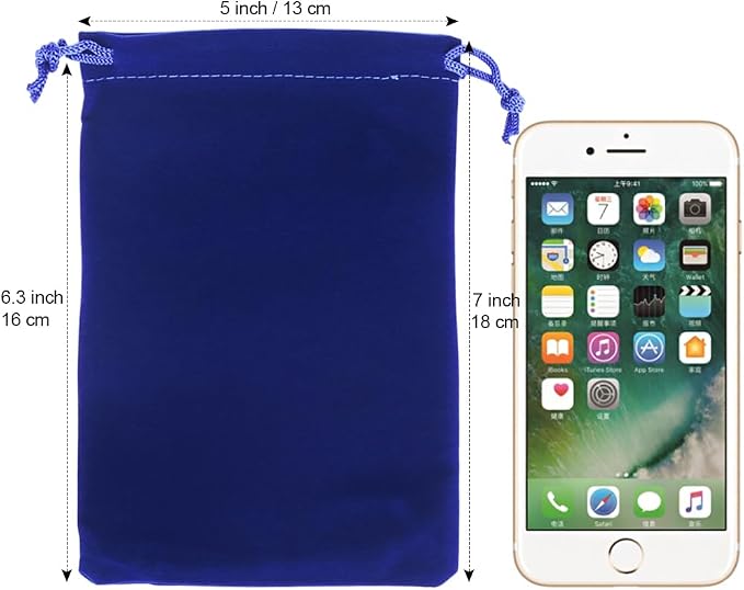 HRX Package 20pcs Velvet Jewelry Bags, 5x7 inch Blue Cloth Gift Drawstring - Image 2
