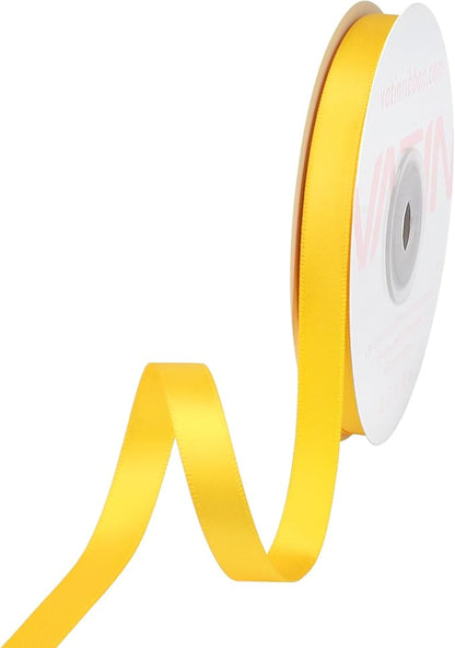 VATIN 3/8 inches Double Faced Maize Yellow Polyester Satin Ribbon by VATIN