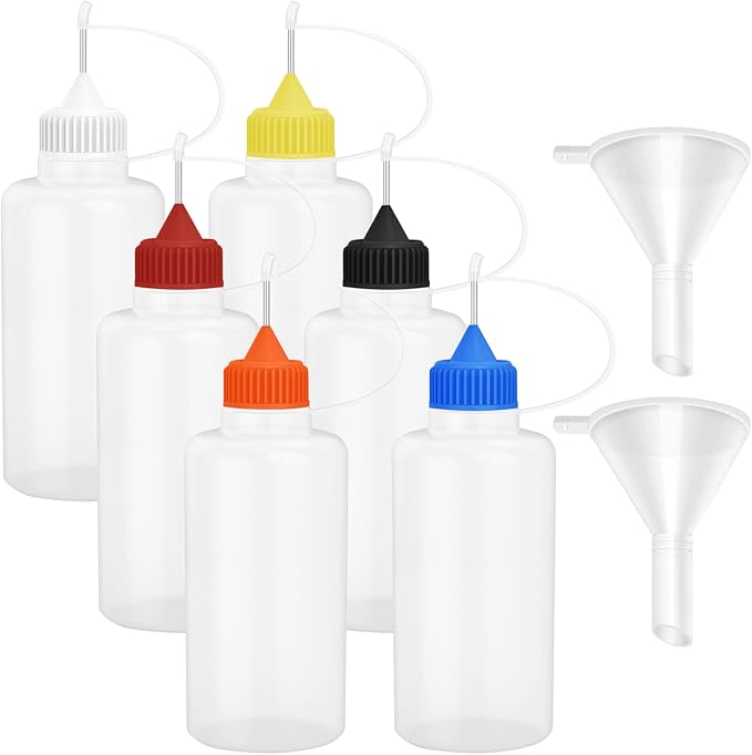 6 Pcs 4 Ounce Needle Tip Glue Bottle 120ml Plastic Dropper Bottles Multicolor by Hulless